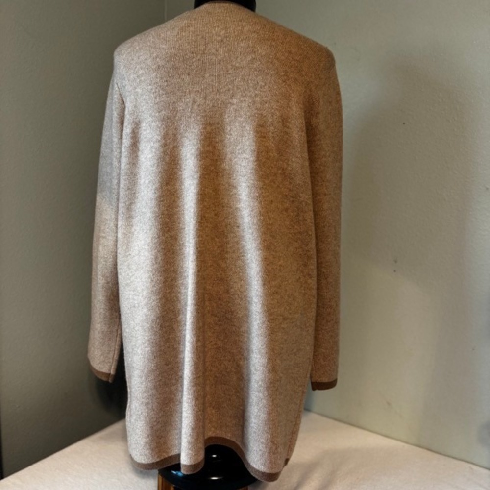 J McLaughlin Nan Wool Cashmere‎ long Cardigan Sweater Women XL Tan Brown pockets - Picture 2 of 14